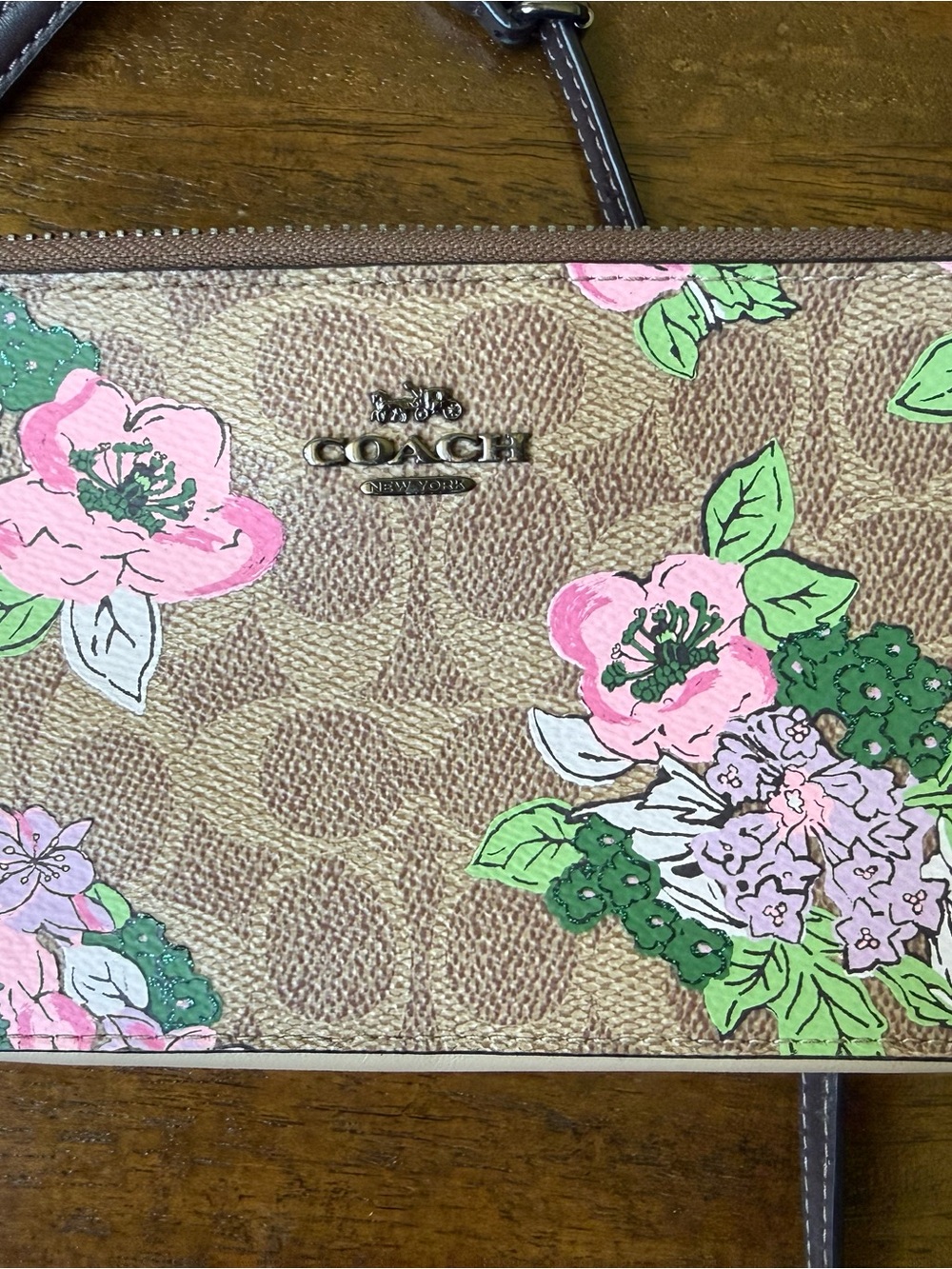 Coach Floral Logo Crossbody in Pink and Tan